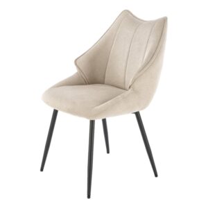 wohnli-moebel-suche-M26099780 Wohnli Möbelsuche - Designerstuhl aus beigem Stoff mit schwarzen Metallbeinen