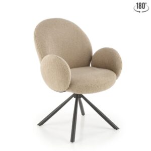 Beigefarbener Designer-Drehstuhl mit Armlehnen 63x90x61cm Stoff Beige MSO Möbel Esszimmermöbel Stühle