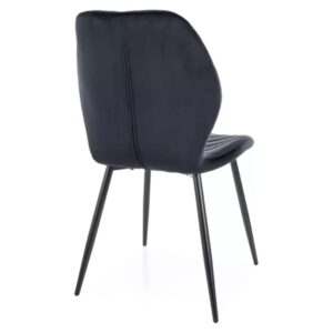 wohnli-moebel-suche-M26099783-1 Schwarzer Samtstuhl mit mattschwarzem Metallgestell in modernem Design 47x86x48cm Samt Schwarz MSO Möbel Esszimmermöbel Stühle