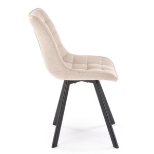 Komfortstuhl aus beigem Stoff mit schwarzem Metallgestell 61x84x46cm Stoff Beige MSO Möbel Esszimmermöbel Stühle