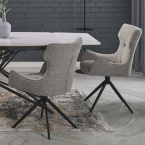 wohnli-moebel-suche-M26099787-1 Designerstuhl aus grauem Stoff – 4-Stern-Metallbeine 64x88x55cm Stoff Grau MSO Möbel Esszimmermöbel Stühle