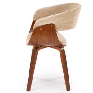 wohnli-moebel-suche-M26099791-1 Designerstuhl aus beigem Stoff mit Untergestell aus Walnussfurnier 53x83x63cm Stoff Beige MSO Möbel Esszimmermöbel Stühle