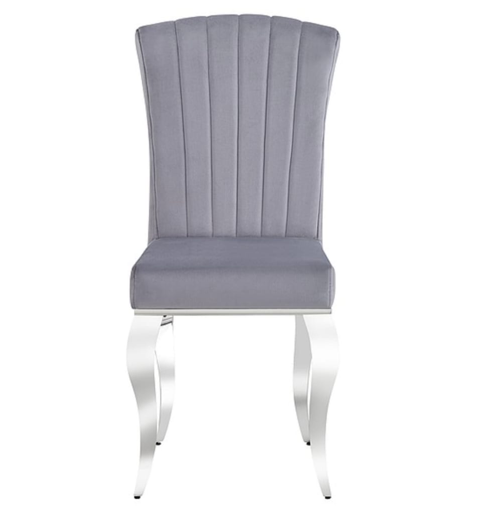 wohnli-moebel-suche-M26099792 Wohnli Möbelsuche - Barockstuhl aus Metall und grauem Samt