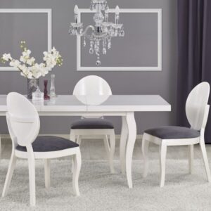 Weißer und grauer Medaillonstuhl 90 x 43 x 52 cm 52x90x43cm Holz Grau MSO Möbel Esszimmermöbel Stühle