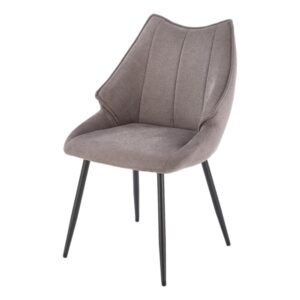 Designerstuhl aus grauem Stoff mit schwarzen Metallbeinen 60x87x55cm Stoff Grau MSO Möbel Esszimmermöbel Stühle