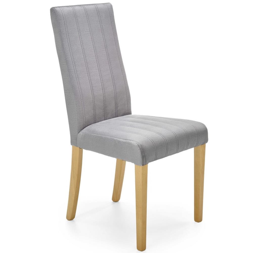 wohnli-moebel-suche-M26099809 Wohnli Möbelsuche - Gesteppter Stuhl aus grauem Samt mit Beinen aus Massivholz