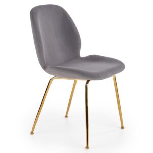 wohnli-moebel-suche-M26099813 Wohnli Möbelsuche - Esszimmerstuhl aus grauem und goldenem Stoff und Metall