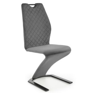 wohnli-moebel-suche-M26099815 Wohnli Möbelsuche - Designerstuhl aus grauem Samt mit schwarzem Metall-U-Bein
