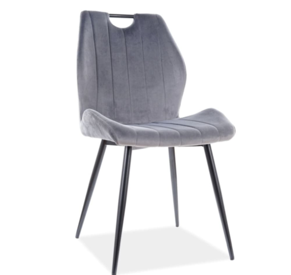wohnli-moebel-suche-M26099818 Wohnli Möbelsuche - Designerstuhl aus schwarzem Metall und grauem Samt