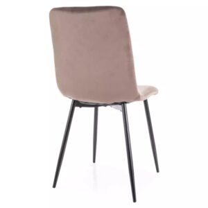 wohnli-moebel-suche-M26099823-1 Cappuccino-Samtstuhl mit mattschwarzen Metallbeinen 51x91x45cm Samt Braun MSO Möbel Esszimmermöbel Stühle