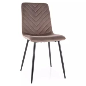 wohnli-moebel-suche-M26099823 Wohnli Möbelsuche - Cappuccino-Samtstuhl mit mattschwarzen Metallbeinen