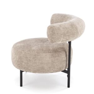 wohnli-moebel-suche-M26099833-1 Retro-Rundstuhl aus beigem Stoff 70x72x90cm Stoff Beige MSO Möbel Esszimmermöbel Stühle