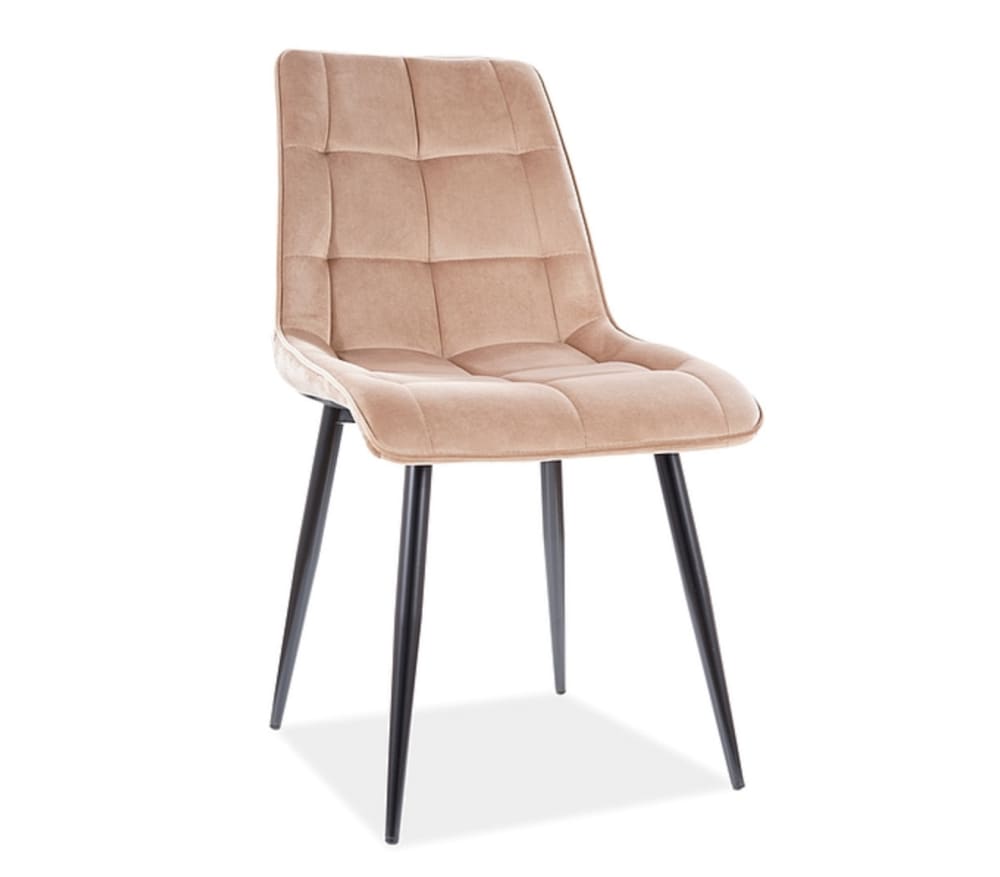 wohnli-moebel-suche-M26099834 Wohnli Möbelsuche - Designstuhl aus beigem Samt mit schwarzen Beinen