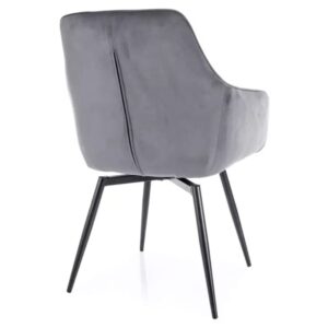 SONGY grauer Samtstuhl mit Drehsitz und Metallbeinen 50x88x55cm Samt Grau MSO Möbel Esszimmermöbel Stühle