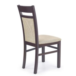 Stuhl aus Massivholz und Walnuss sowie beigefarbenem Stoff 55x97x46cm Stoff Braun MSO Möbel Esszimmermöbel Stühle