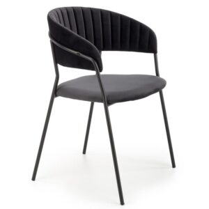 wohnli-moebel-suche-M26099840 Wohnli Möbelsuche - Esszimmerstuhl aus Samt mit schwarzem Metallgestell