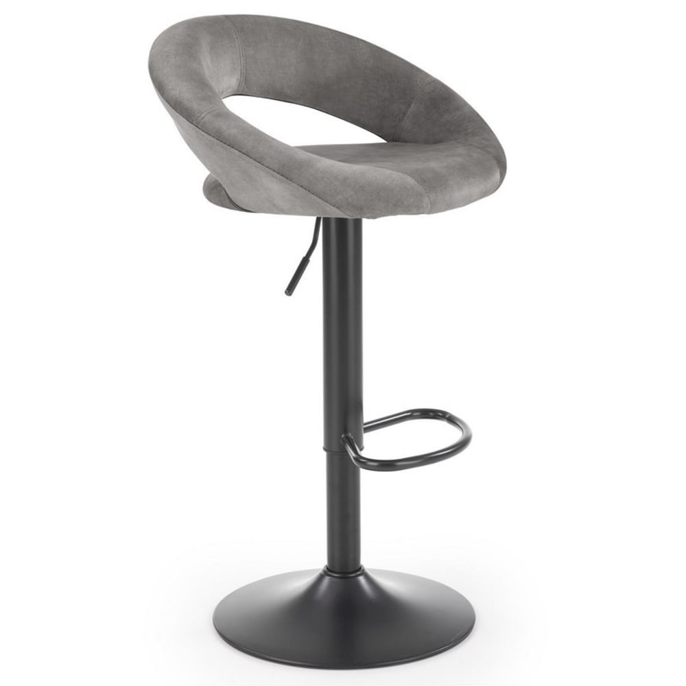 wohnli-moebel-suche-M26099844 Wohnli Möbelsuche - Barhocker aus grauem Samt mit schwarzer Metallstruktur