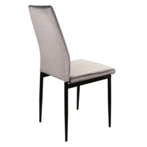 wohnli-moebel-suche-M26099851-1 Designerstuhl aus grauem Samt und schwarzem Metall 39x93x44cm Samt Grau MSO Möbel Esszimmermöbel Stühle