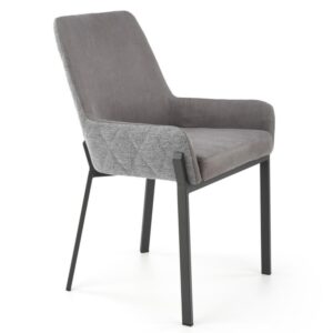 wohnli-moebel-suche-M26099854 Wohnli Möbelsuche - Grauer Esszimmerstuhl mit schwarzen Metallbeinen