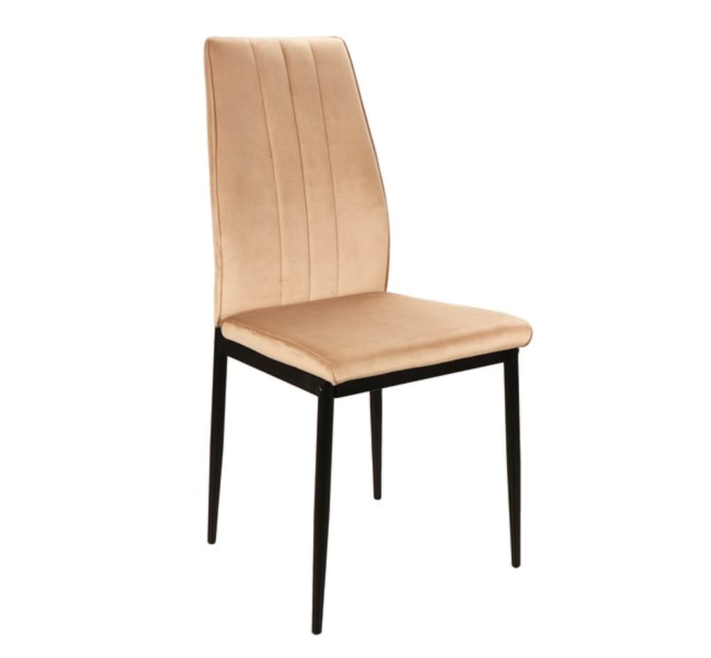 wohnli-moebel-suche-M26099863 Wohnli Möbelsuche - Designerstuhl aus beigem Samt und schwarzem Metall