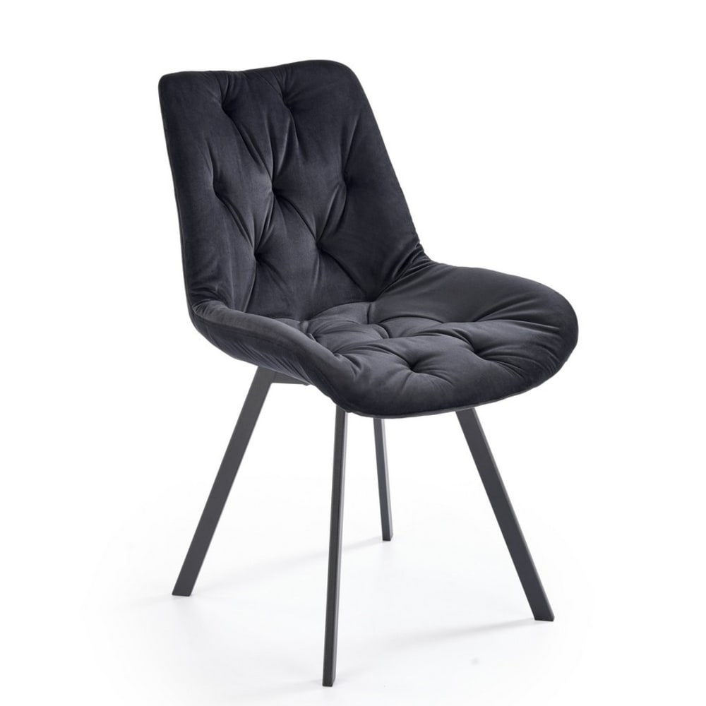 wohnli-moebel-suche-M26099869 Wohnli Möbelsuche - Designer-Stuhl aus Metall und schwarzem Samt mit Polsterung