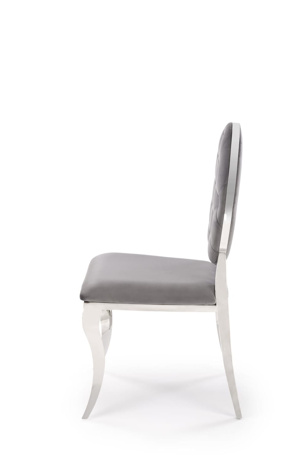 Designerstuhl aus grauem Samt mit silberner Metallstruktur 52x96x48cm Samt Grau MSO Möbel Esszimmermöbel Stühle