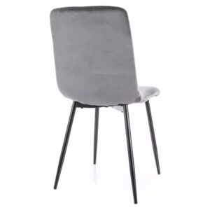 wohnli-moebel-suche-M26099879-1 Grauer Samtstuhl mit mattschwarzen Metallbeinen im modernen Design 51x91x45cm Samt Grau MSO Möbel Esszimmermöbel Stühle