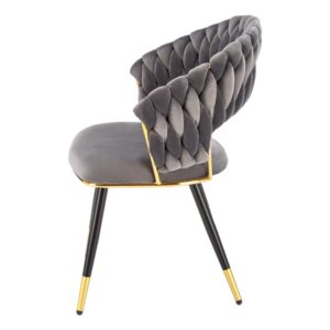 wohnli-moebel-suche-M26099881-1 Designerstuhl aus grauem Samt mit goldenem und schwarzem Gestell 58x85x62cm Samt Grau MSO Möbel Esszimmermöbel Stühle