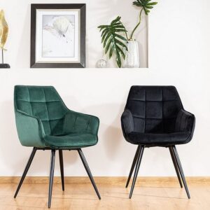 wohnli-moebel-suche-M26099890-1 Designerstuhl aus Metall und schwarzem Samt 45x90x59cm Samt Schwarz MSO Möbel Esszimmermöbel Stühle