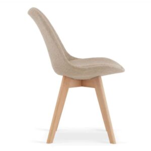 Skandinavischer Stuhl aus Massivholz und beigem Stoff 54x83x48cm Stoff Beige MSO Möbel Esszimmermöbel Stühle