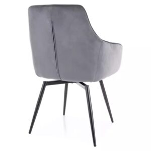 wohnli-moebel-suche-M26099902-1 Drehstuhl aus grauem Samt mit Federn und automatischer Rückstellung 50x88x55cm Samt Grau MSO Möbel Esszimmermöbel Stühle