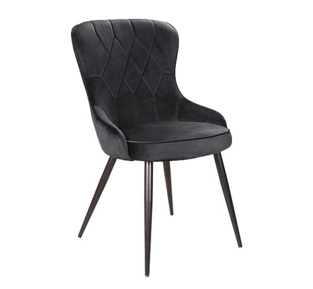 wohnli-moebel-suche-M26099910 Wohnli Möbelsuche - Designerstuhl aus Metall und schwarzem Samt