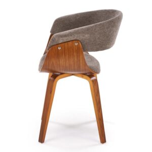 Designerstuhl aus grauem Stoff mit Untergestell aus Walnussfurnier 53x83x63cm Stoff Grau MSO Möbel Esszimmermöbel Stühle