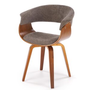 wohnli-moebel-suche-M26099912 Wohnli Möbelsuche - Designerstuhl aus grauem Stoff mit Untergestell aus Walnussfurnier