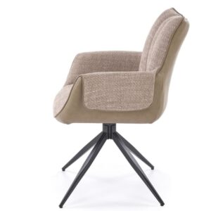 wohnli-moebel-suche-M26099915-1 Designer-Drehstuhl aus Kunstleder und braunem Stoff 64x87x65cm Stoff Braun MSO Möbel Esszimmermöbel Stühle