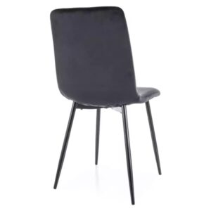 wohnli-moebel-suche-M26099921-1 Schwarzer Samtstuhl mit mattschwarzem Metallgestell und hohem Sitz 51x91x45cm Samt Schwarz MSO Möbel Esszimmermöbel Stühle