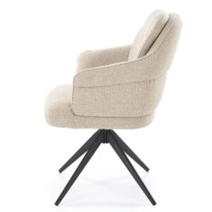 Beigefarbener Designer-Drehstuhl aus Stoff mit Metallbeinen 70x92x61cm Stoff Beige MSO Möbel Esszimmermöbel Stühle