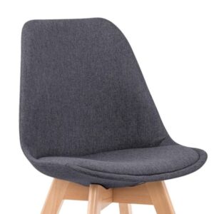 Skandinavischer Stuhl aus Massivholz und grauem Stoff 54x83x48cm Stoff Grau MSO Möbel Esszimmermöbel Stühle