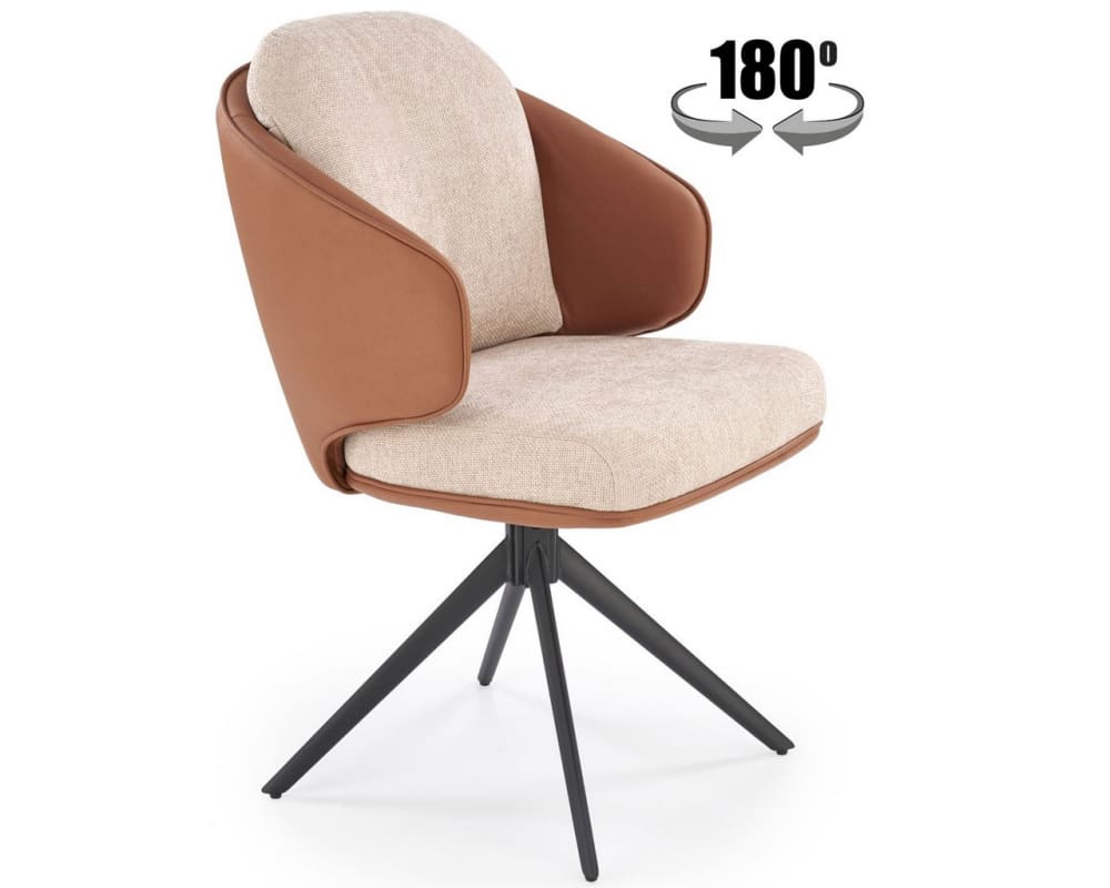 wohnli-moebel-suche-M26099937 Wohnli Möbelsuche - Designer-Drehstuhl aus braunem Öko-Leder und beigem Stoff