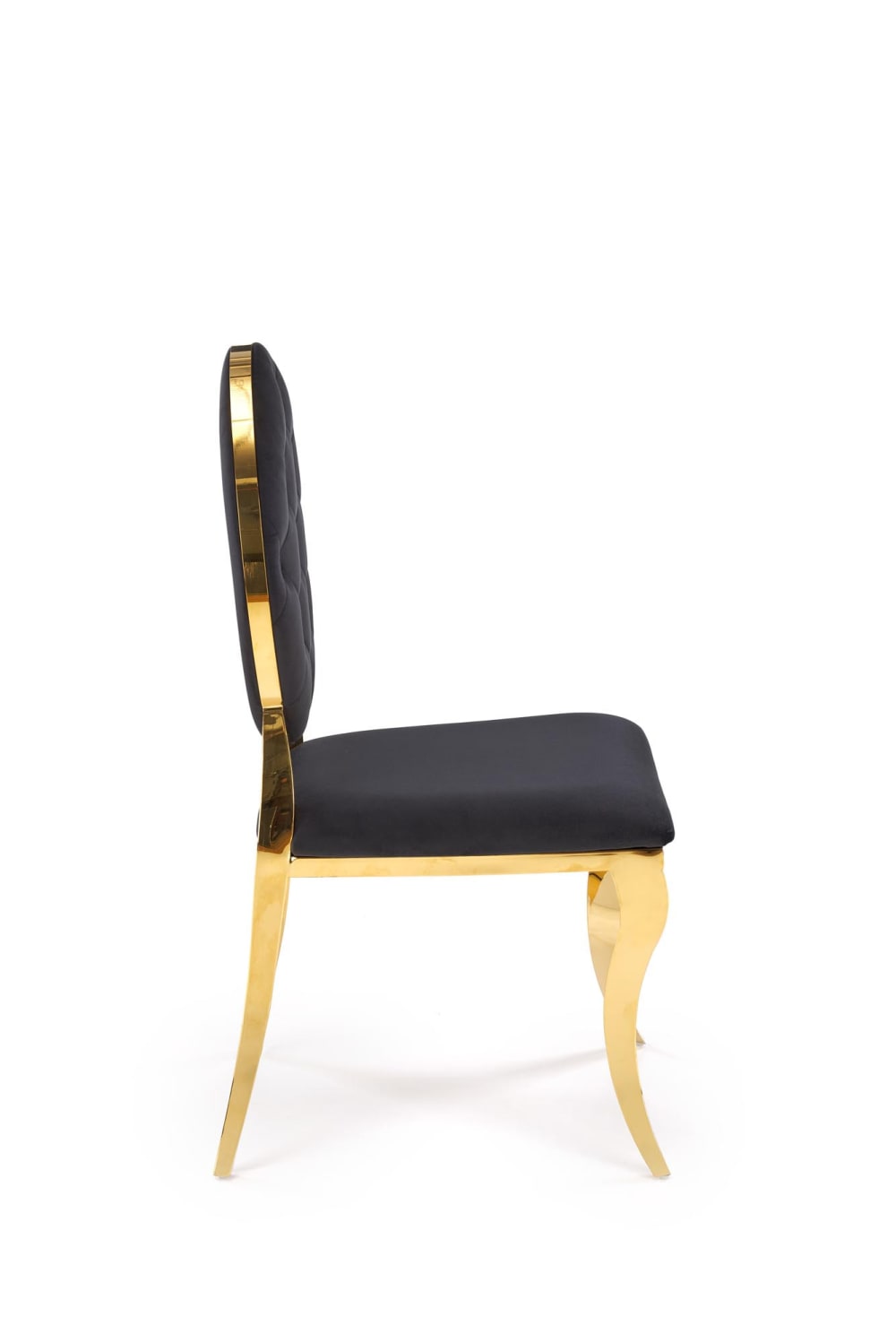 Designerstuhl aus schwarzem Samt mit goldfarbener Metallstruktur 52x96x48cm Samt Schwarz MSO Möbel Esszimmermöbel Stühle