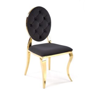 wohnli-moebel-suche-M26099941 Wohnli Möbelsuche - Designerstuhl aus schwarzem Samt mit goldfarbener Metallstruktur