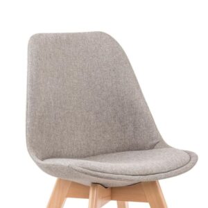 Skandinavischer Stuhl aus Massivholz und hellgrauem Stoff 54x83x48cm Stoff Grau MSO Möbel Esszimmermöbel Stühle