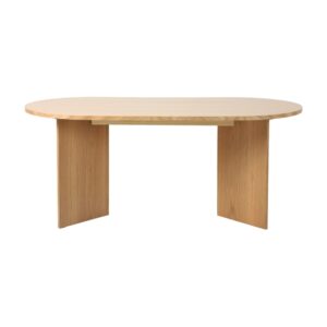 wohnli-moebel-suche-M26100512-1 Ovaler Esstisch aus Eichenfurnier 180x90cm 180x75x90cm Spanplatte Beige Decowood Möbel Esszimmermöbel Esstische