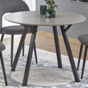 wohnli-moebel-suche-M26100560-1 Runder Esstisch mit grauer Platte und schwarzen Metallbeinen 100 cm 100x74x100cm Holz Grau MSO Möbel Esszimmermöbel Esstische