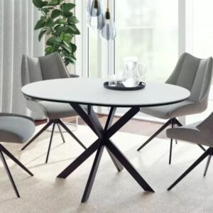 wohnli-moebel-suche-M26100587-1 Runder ausziehbarer weißer Keramiktisch 100/135 cm 100x75x100cm Keramik Weiß MSO Möbel Esszimmermöbel Esstische