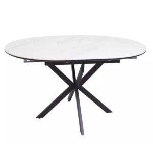 Wohnli Möbelsuche - Runder ausziehbarer weißer Keramiktisch 100/135 cm