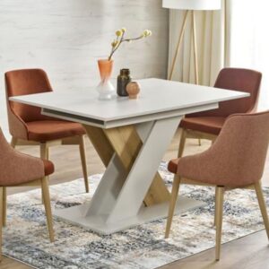 wohnli-moebel-suche-M26100602-1 Ausziehbarer Esstisch mit zentralem Bein in Beige und Holz 130x76x85cm Holz Beige MSO Möbel Esszimmermöbel Esstische