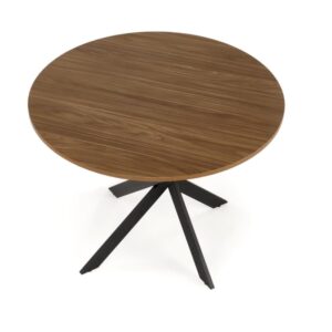 wohnli-moebel-suche-M26100632-1 Runder Esstisch mit Walnussplatte und schwarzen Beinen 100 cm 100x76x100cm Holz Braun MSO Möbel Esszimmermöbel Esstische