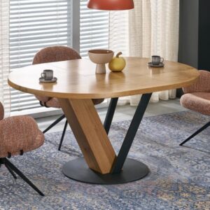 wohnli-moebel-suche-M26100634-1 Runder ausziehbarer Esstisch im Industriestil 120x78x120cm Holz Braun MSO Möbel Esszimmermöbel Esstische