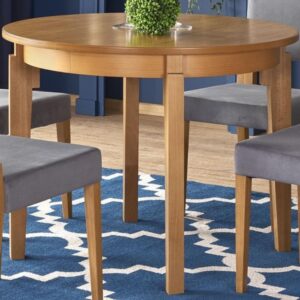 Runder ausziehbarer Tisch mit Holzfurnier 100–200 cm 100x77x100cm Spanplatte Braun MSO Möbel Esszimmermöbel Esstische